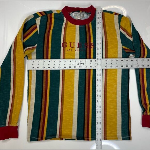 Guess T-shirt Women XS Multicolor Colorblock Stripes Long Sleeve - Picture 5 of 5